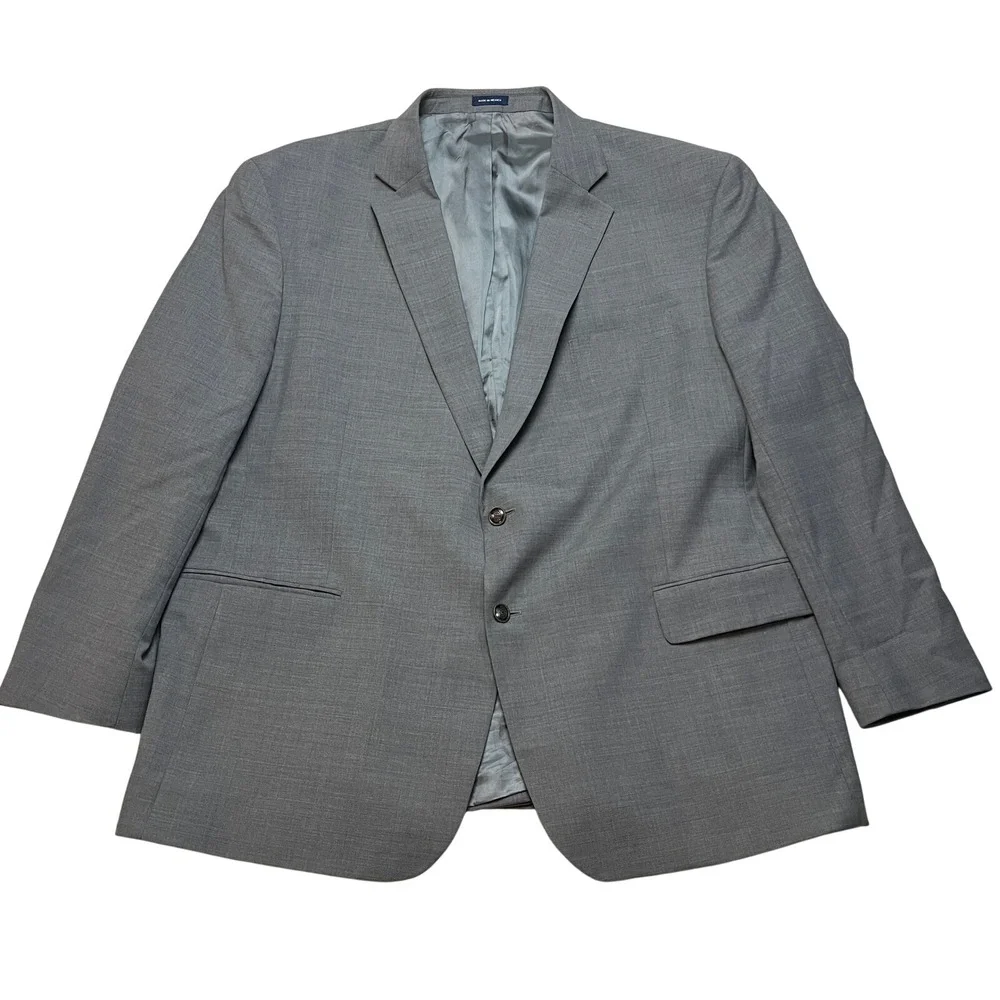 Stafford‎ Blazer Mens 52R Grey Hopsack Big and Tall Stretch Comfort Wool